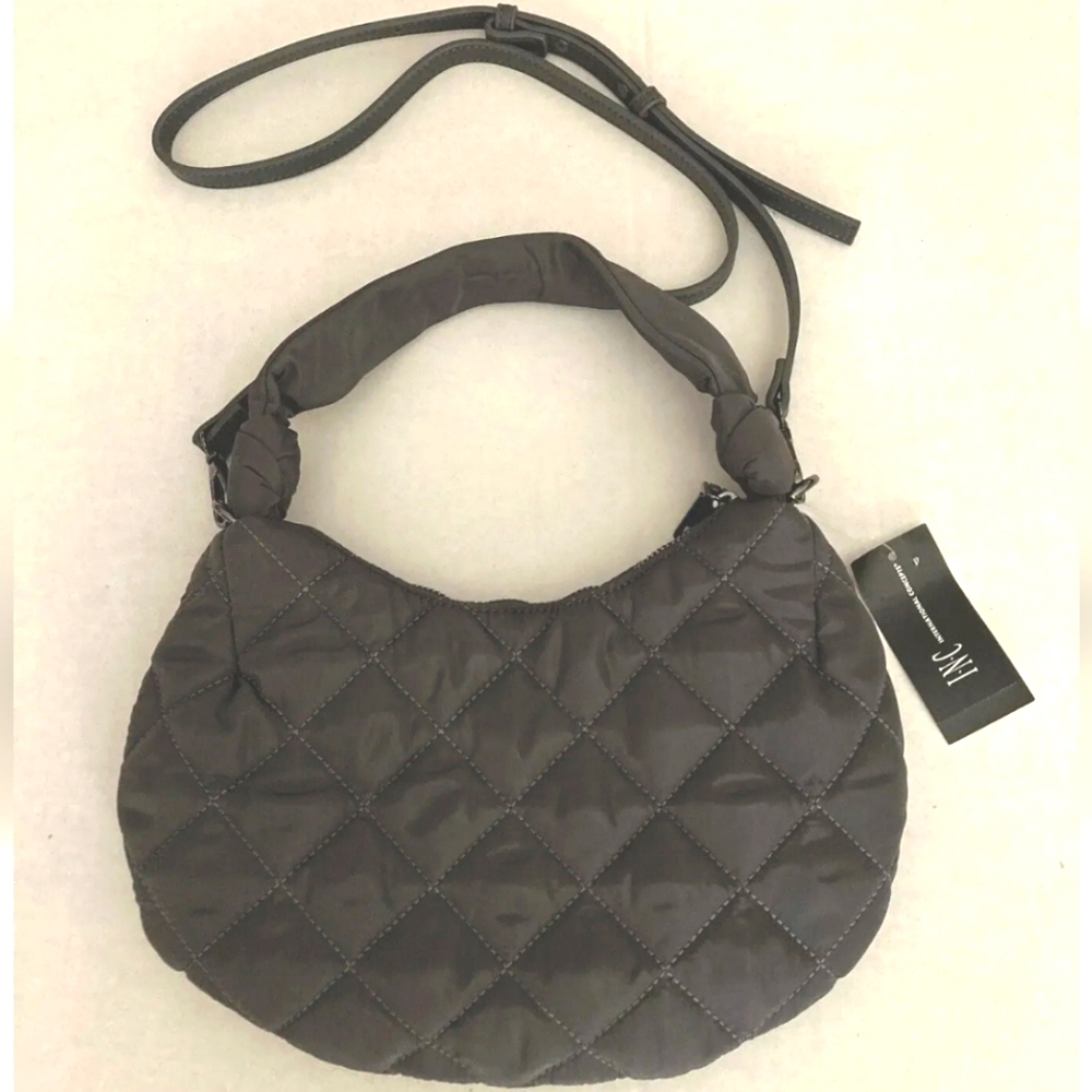 Womens INC International Concepts Quilted Handbag Purse Light Small Gray NWT - Picture 1 of 5